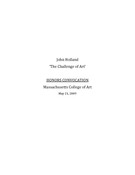 The Challenge of Art Honors Convocation, Massachusetts College of Art